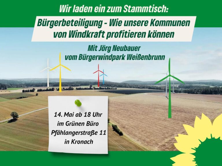 Stammtisch: Bürgerbeteiligung – Wie unsere Kommunen von Windkraft profitieren